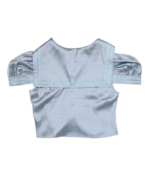 lilLilly（リルリリー）の「サテンドットセーラーブラウス（シャツ/ブラウス・レディース・ブラック/ホワイト/ブルー・FREE）」の4枚目の写真