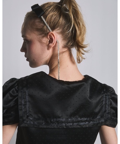 lilLilly（リルリリー）の「サテンドットセーラーブラウス（シャツ/ブラウス・レディース・ブラック/ホワイト/ブルー・FREE）」の11枚目の写真