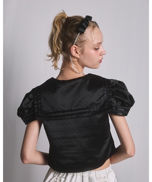 lilLilly（リルリリー）の「サテンドットセーラーブラウス（シャツ/ブラウス・レディース・ブラック/ホワイト/ブルー・FREE）」の14枚目の写真