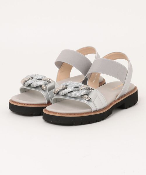 Bridget Birkin（ブリジットバーキン）の「【Bridget Birkin】キラキラチェーンアクセントサンダル(562124)（サンダル・レディース・ブラック/アイボリー/シルバー・M/L/S）」の6枚目の写真