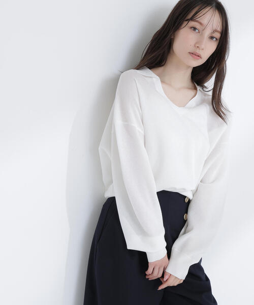 【試着のみ】BEAUTY&amp;YOUTH 16Gスキッパー9分袖ニット BEAUTY&YOUTH UNITED ARROWS 16Gスキッパー9分袖 ニット｜Yahoo!フリマ