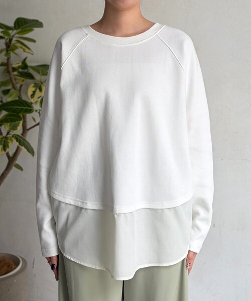 Chez toi(シェトワ)の「サカリバ裾異素材プルオーバー(Tシャツ/カットソー・レディース・オフホワイト/ブラック/オリーブ・FREE)」の12枚目の写真