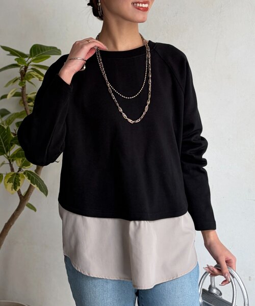 Chez toi(シェトワ)の「サカリバ裾異素材プルオーバー(Tシャツ/カットソー・レディース・オフホワイト/ブラック/オリーブ・FREE)」の19枚目の写真