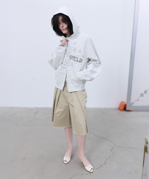 LCDC TM(エルシーディーシーティーエム)の「PRINTED HOOD ZIP-UP (LIGHT BEIGE)(パーカー・レディース・その他・OS)」の2枚目の写真