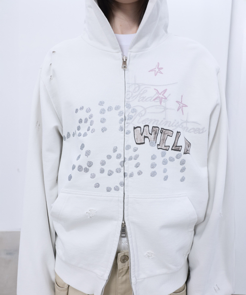 LCDC TM(エルシーディーシーティーエム)の「PRINTED HOOD ZIP-UP (LIGHT BEIGE)(パーカー・レディース・その他・OS)」の5枚目の写真
