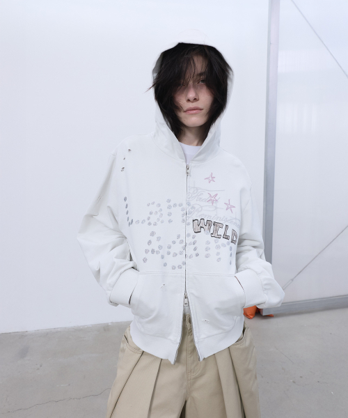 LCDC TM(エルシーディーシーティーエム)の「PRINTED HOOD ZIP-UP (LIGHT BEIGE)(パーカー・レディース・その他・OS)」の7枚目の写真