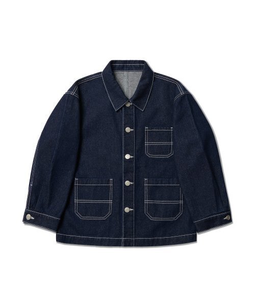 MUSINSA STANDARD KIDS（ムシンサスタンダードキッズ）の「オーバーサイズデニムワークジャケット [ディープインディゴ]（ブルゾン・レディース・その他・100/110/120/130/140）」の2枚目の写真