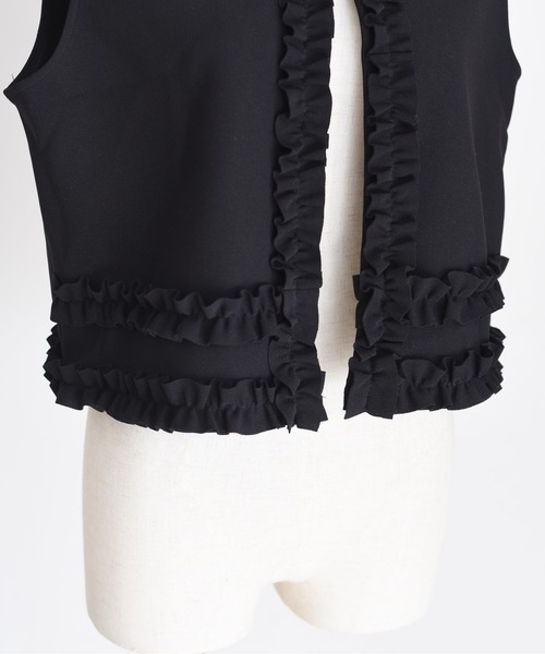 Eimee Law（エイミーロウ）の「フリルトリミングボンディングベスト（ベスト・レディース・ネイビー/ブラック・FREE）」の18枚目の写真