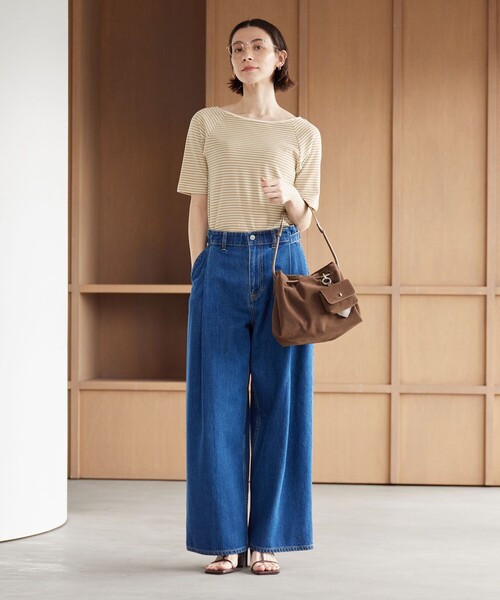 BEAUTY&YOUTH UNITED ARROWS(ビューティーアンドユースユナイテッドアローズ)の「コットン パイルボーダー 5分袖カットソー(Tシャツ/カットソー・レディース・クリーム/ライトブルー/ダークグレー・FREE)」の6枚目の写真