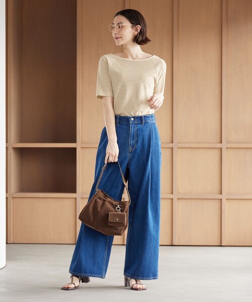 BEAUTY&YOUTH UNITED ARROWS(ビューティーアンドユースユナイテッドアローズ)の「コットン パイルボーダー 5分袖カットソー(Tシャツ/カットソー・レディース・クリーム/ライトブルー/ダークグレー・FREE)」の7枚目の写真