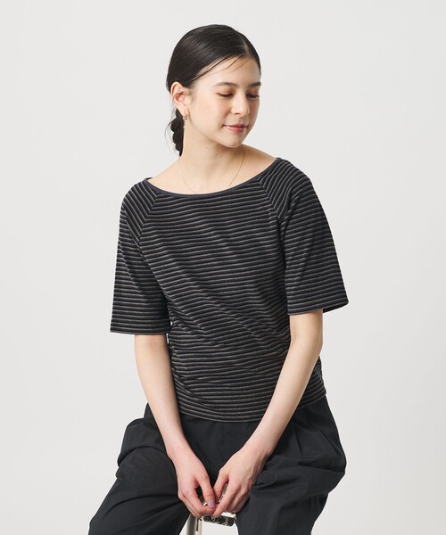 BEAUTY&YOUTH UNITED ARROWS(ビューティーアンドユースユナイテッドアローズ)の「コットン パイルボーダー 5分袖カットソー(Tシャツ/カットソー・レディース・クリーム/ライトブルー/ダークグレー・FREE)」の8枚目の写真