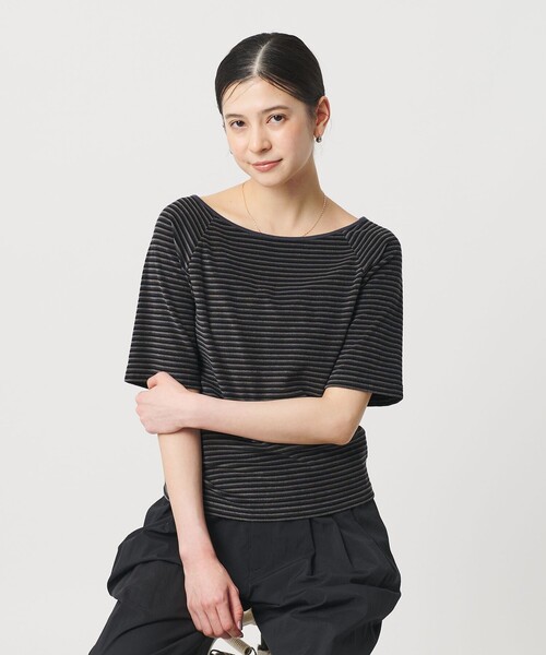 BEAUTY&YOUTH UNITED ARROWS(ビューティーアンドユースユナイテッドアローズ)の「コットン パイルボーダー 5分袖カットソー(Tシャツ/カットソー・レディース・クリーム/ライトブルー/ダークグレー・FREE)」の9枚目の写真