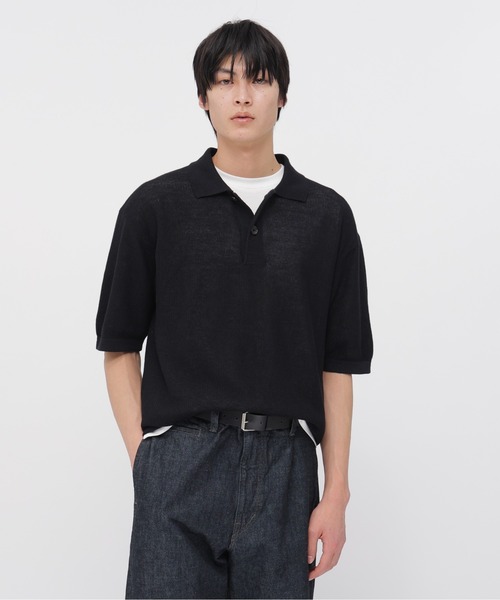 MARGARET HOWELL（マーガレットハウエル）の「COTTON RAMIE PIQUE（ニット/セーター・メンズ・オフホワイト/ブラック・LARGE/MEDIUM）」の2枚目の写真