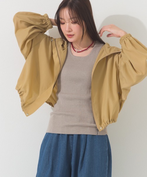 OMNES(オムネス)の「シアーテックコットン フード長袖シャツブルゾン 花粉リリース付(ブルゾン・レディース・ネイビー/ベージュ/オリーブ/アイボリー・FREE)」の20枚目の写真