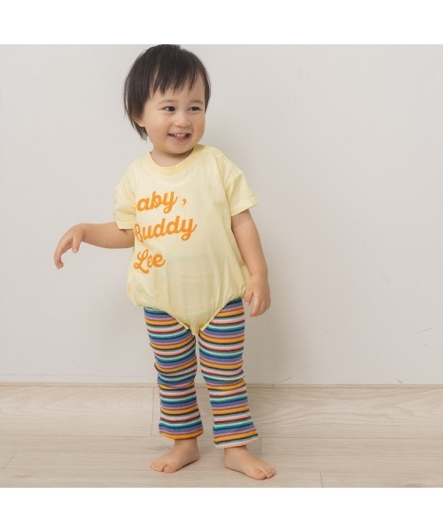 BUDDY Lee(バディーリー)の「BUDDY LEE 半袖ボディスーツ×レギンス ロゴ ボーダー(ロンパース・キッズ・イエロー/ホワイト・70cm/80cm)」の2枚目の写真