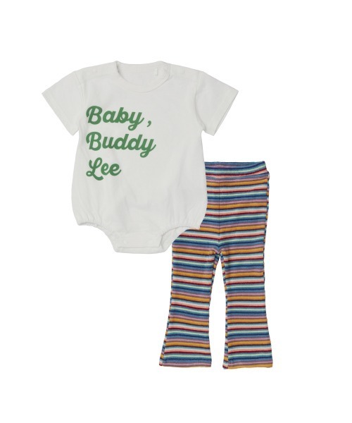 BUDDY Lee(バディーリー)の「BUDDY LEE 半袖ボディスーツ×レギンス ロゴ ボーダー(ロンパース・キッズ・イエロー/ホワイト・70cm/80cm)」の4枚目の写真