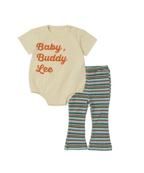 BUDDY Lee(バディーリー)の「BUDDY LEE 半袖ボディスーツ×レギンス ロゴ ボーダー(ロンパース・キッズ・イエロー/ホワイト・70cm/80cm)」の5枚目の写真