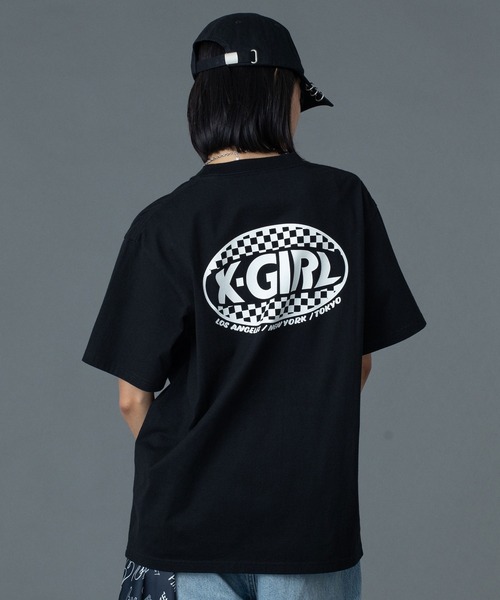 X-girl(エックスガール)の「CHECKER OVAL LOGO POCKET S/S TEE(Tシャツ/カットソー・レディース・ホワイト/レッド/ブラック・S/M/L)」の13枚目の写真