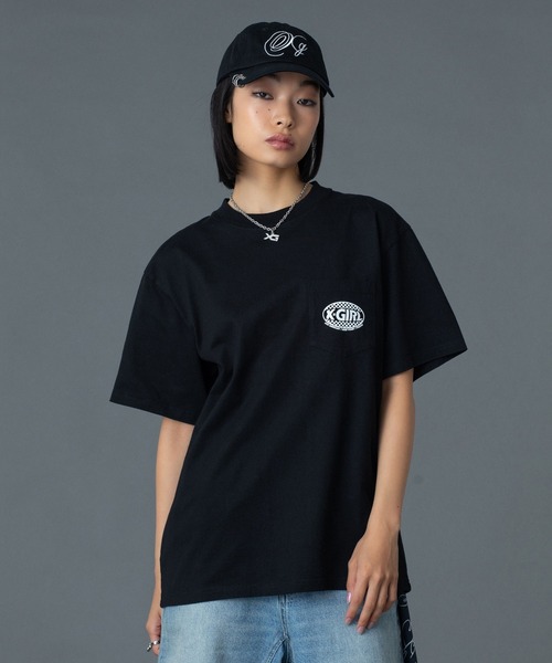 X-girl(エックスガール)の「CHECKER OVAL LOGO POCKET S/S TEE(Tシャツ/カットソー・レディース・ホワイト/レッド/ブラック・S/M/L)」の14枚目の写真