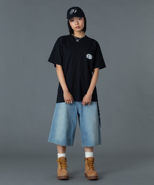 X-girl(エックスガール)の「CHECKER OVAL LOGO POCKET S/S TEE(Tシャツ/カットソー・レディース・ホワイト/レッド/ブラック・S/M/L)」の16枚目の写真
