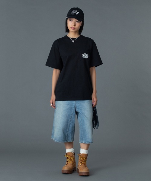 X-girl(エックスガール)の「CHECKER OVAL LOGO POCKET S/S TEE(Tシャツ/カットソー・レディース・ホワイト/レッド/ブラック・S/M/L)」の17枚目の写真