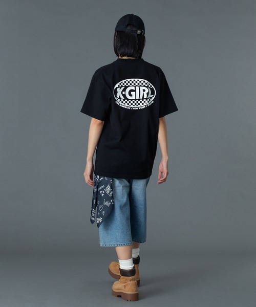 X-girl(エックスガール)の「CHECKER OVAL LOGO POCKET S/S TEE(Tシャツ/カットソー・レディース・ホワイト/レッド/ブラック・S/M/L)」の20枚目の写真