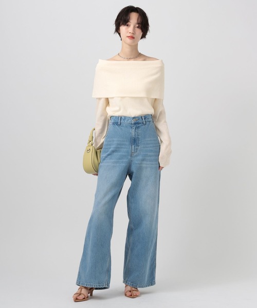 BAYFLOW（ベイフロー）の「オフショルフラップニットプルオーバー（ニット/セーター・レディース・ブラウン/オフホワイト/グレー・FREE）」の5枚目の写真