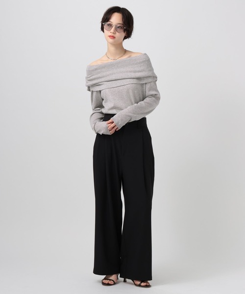 BAYFLOW（ベイフロー）の「オフショルフラップニットプルオーバー（ニット/セーター・レディース・ブラウン/オフホワイト/グレー・FREE）」の8枚目の写真