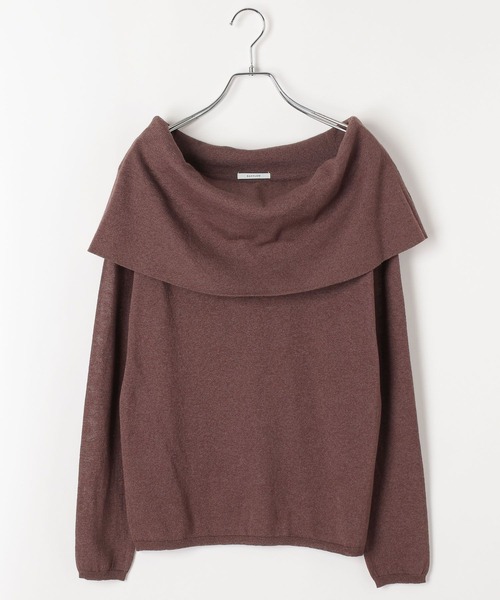 BAYFLOW（ベイフロー）の「オフショルフラップニットプルオーバー（ニット/セーター・レディース・ブラウン/オフホワイト/グレー・FREE）」の21枚目の写真