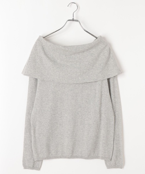 BAYFLOW（ベイフロー）の「オフショルフラップニットプルオーバー（ニット/セーター・レディース・ブラウン/オフホワイト/グレー・FREE）」の22枚目の写真