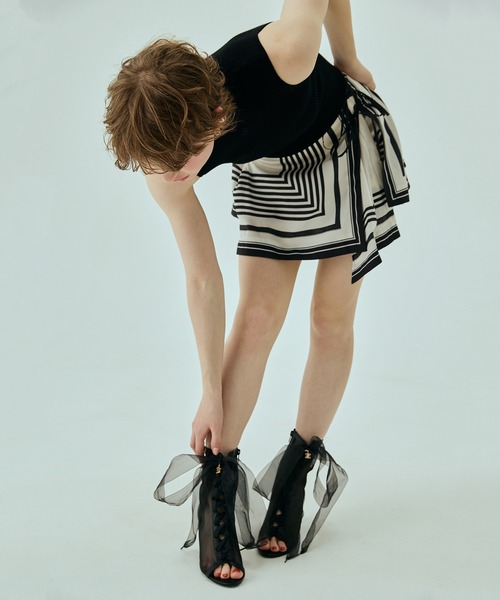 EIMY ISTOIRE（エイミーイストワール）の「シアーレースアップショートブーツ（ブーツ・レディース・ベージュ/ブラック・L/M/S）」の9枚目の写真