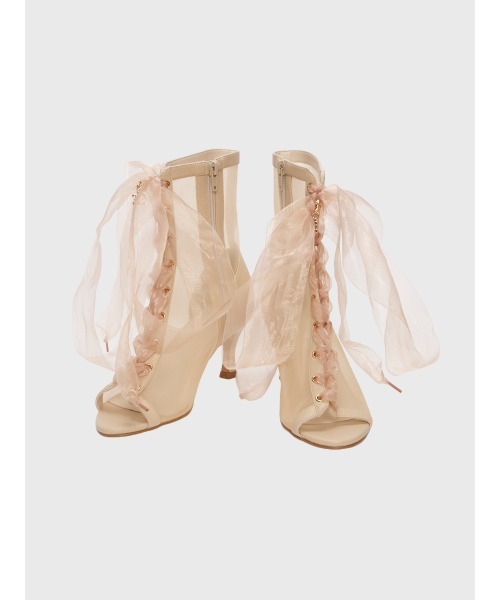 EIMY ISTOIRE（エイミーイストワール）の「シアーレースアップショートブーツ（ブーツ・レディース・ベージュ/ブラック・L/M/S）」の12枚目の写真