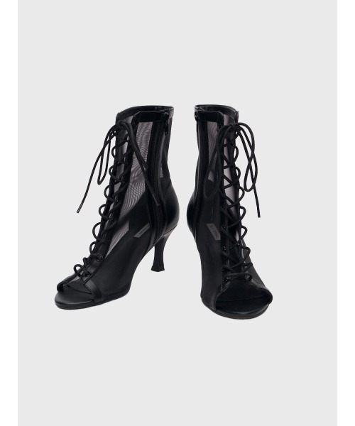 EIMY ISTOIRE（エイミーイストワール）の「シアーレースアップショートブーツ（ブーツ・レディース・ベージュ/ブラック・L/M/S）」の10枚目の写真