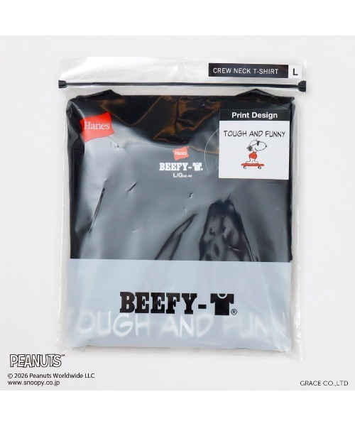 HANES(ヘインズ)の「Hanes(ヘインズ)PEANUTS×BEEFY-Tコラボ スヌーピーキャラクタープリントTシャツ 半袖(Tシャツ/カットソー・メンズ・ブラック/ホワイト・XL/L/M)」の3枚目の写真