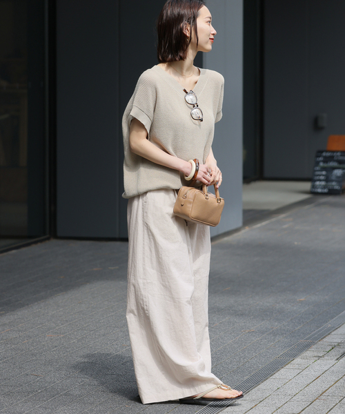 JOURNAL STANDARD relume（ジャーナルスタンダード　レリューム）の「《追加 / 新色》リネンコットンワイドギャザーパンツ（その他パンツ・レディース・ネイビー/ブラウン/アイボリー・38/36）」の5枚目の写真