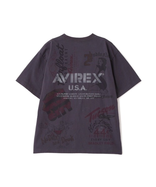 AVIREX(アヴィレックス)の「ARCHIVE PRINT T-SHIRT / アーカイブ プリント Tシャツ / AVIREX /アヴィレックス(Tシャツ/カットソー・メンズ・ナチュラル/チャコール・LARGE/MEDIUM/XX-LARGE/X-LARGE)」の4枚目の写真