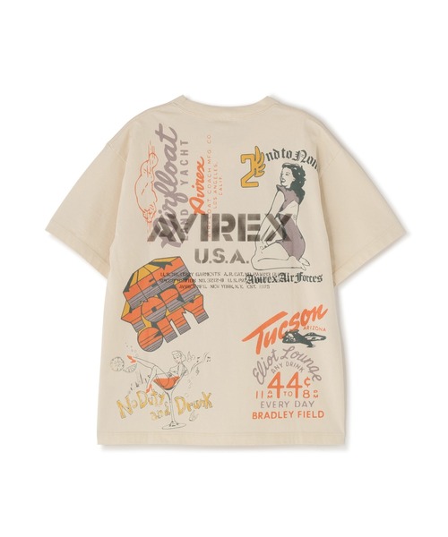 AVIREX(アヴィレックス)の「ARCHIVE PRINT T-SHIRT / アーカイブ プリント Tシャツ / AVIREX /アヴィレックス(Tシャツ/カットソー・メンズ・ナチュラル/チャコール・LARGE/MEDIUM/XX-LARGE/X-LARGE)」の14枚目の写真