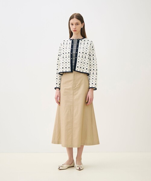 TOMORROWLAND collection(トゥモローランドコレクション)の「ブロックトリコット カーディガンジャケット(ノーカラージャケット・レディース・ホワイト系その他・36)」の2枚目の写真