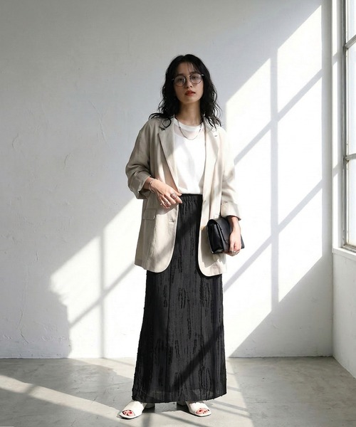 antiqua（アンティカ）の「Iライン 総柄 スカート（スカート・レディース・ブラック/グレー系その他・ONESIZE）」の6枚目の写真