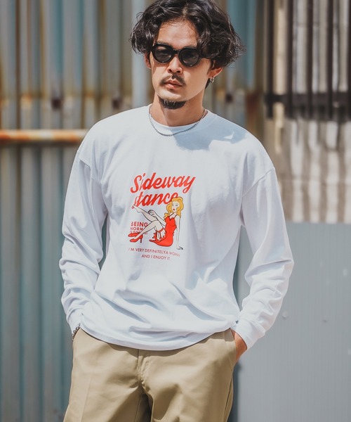 En serio TOKYO(エンソリオトーキョー)の「【SIDEWAYSTANCE】ドレスウーマン長袖Tシャツ 70578(Tシャツ/カットソー・メンズ・ホワイト/オートミール/ブラック・SMALL/LARGE/MEDIUM/X-LARGE)」の1枚目の写真