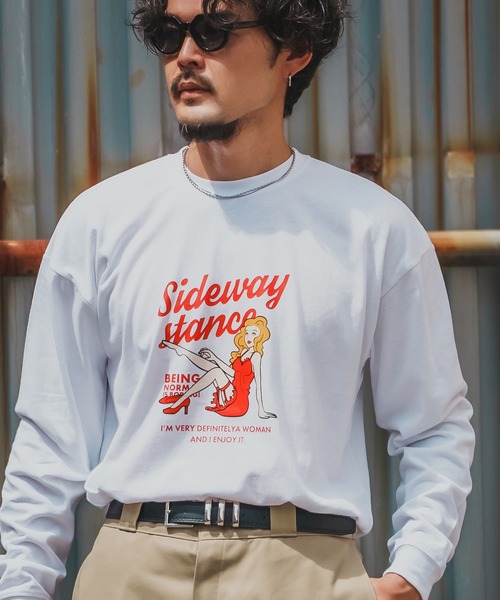 En serio TOKYO(エンソリオトーキョー)の「【SIDEWAYSTANCE】ドレスウーマン長袖Tシャツ 70578(Tシャツ/カットソー・メンズ・ホワイト/オートミール/ブラック・SMALL/LARGE/MEDIUM/X-LARGE)」の4枚目の写真