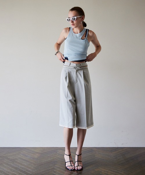 MAISON SPECIAL（メゾンスペシャル）の「Tulle Layered Midi Pants/チュールレイヤードミモレパンツ（その他パンツ・レディース・ライトグレー/ブラック・38/36）」の5枚目の写真