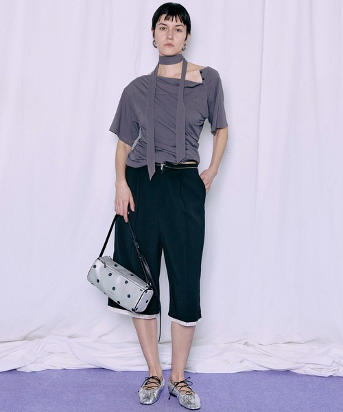 MAISON SPECIAL（メゾンスペシャル）の「Tulle Layered Midi Pants/チュールレイヤードミモレパンツ（その他パンツ・レディース・ライトグレー/ブラック・38/36）」の14枚目の写真