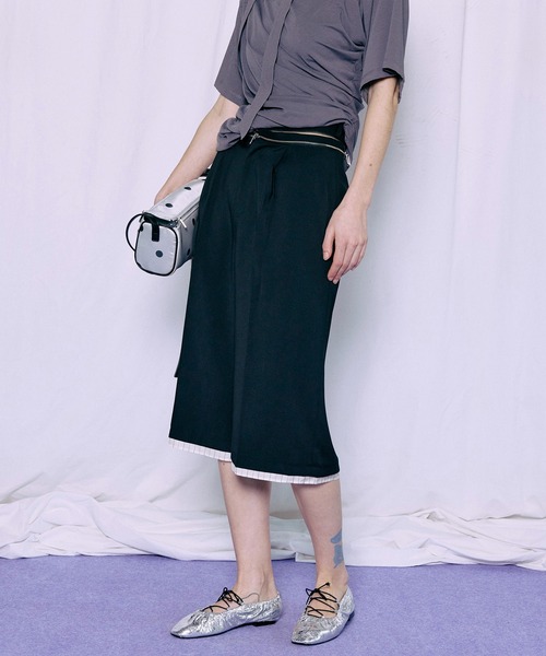 MAISON SPECIAL（メゾンスペシャル）の「Tulle Layered Midi Pants/チュールレイヤードミモレパンツ（その他パンツ・レディース・ライトグレー/ブラック・38/36）」の11枚目の写真