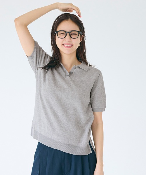 coca(coca)(コカ)の「ポロニットトップス(ポロシャツ・レディース・ブラック/アイボリー/ライトグレー・L/M/S)」の5枚目の写真