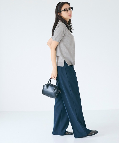coca(coca)(コカ)の「ポロニットトップス(ポロシャツ・レディース・ブラック/アイボリー/ライトグレー・L/M/S)」の6枚目の写真