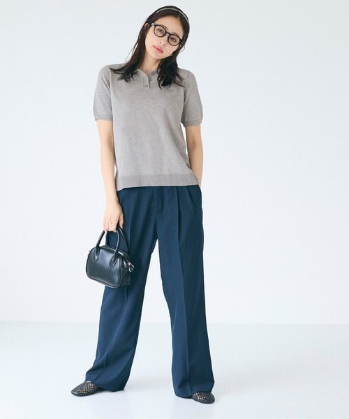 coca(coca)(コカ)の「ポロニットトップス(ポロシャツ・レディース・ブラック/アイボリー/ライトグレー・L/M/S)」の7枚目の写真