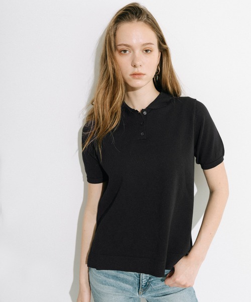 coca(coca)(コカ)の「ポロニットトップス(ポロシャツ・レディース・ブラック/アイボリー/ライトグレー・L/M/S)」の8枚目の写真