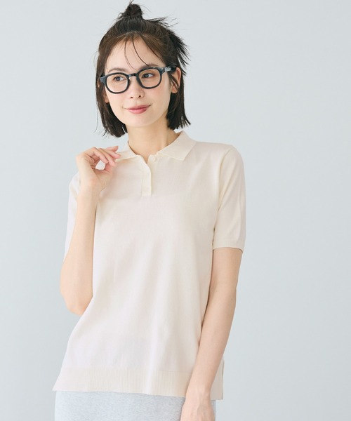 coca(coca)(コカ)の「ポロニットトップス(ポロシャツ・レディース・ブラック/アイボリー/ライトグレー・L/M/S)」の13枚目の写真