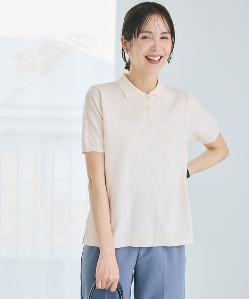 coca(coca)(コカ)の「ポロニットトップス(ポロシャツ・レディース・ブラック/アイボリー/ライトグレー・L/M/S)」の16枚目の写真